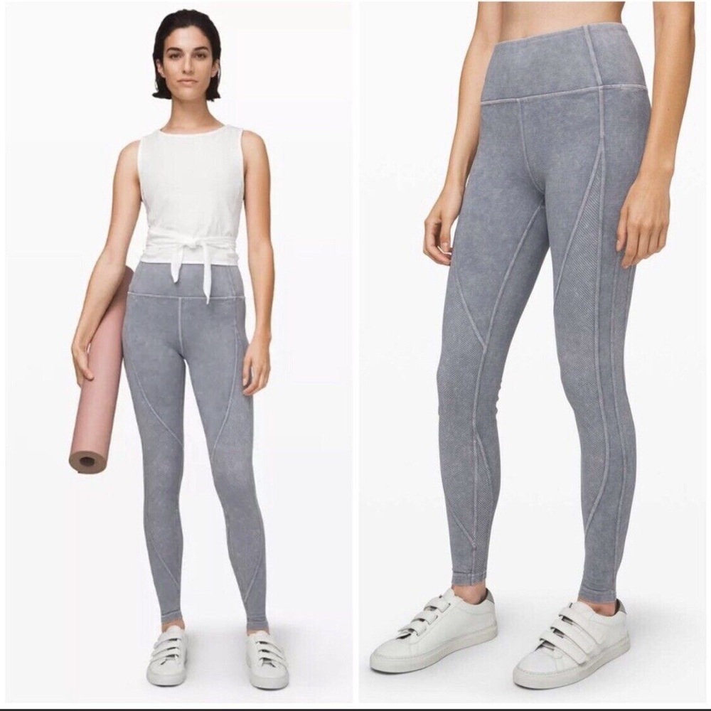 Lululemon Wunder Under Tight leggings High-Rise Snow Washed Gray Ribbed 28”